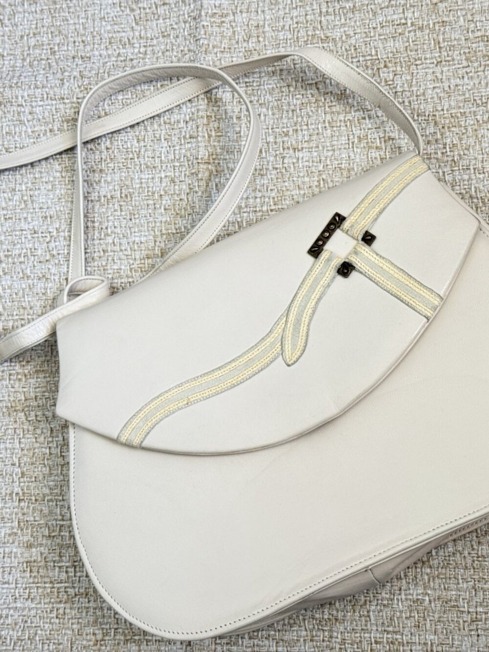 Bally crossbody bag Vintage women's milk color leather made in Italy - Picture 2 of 7